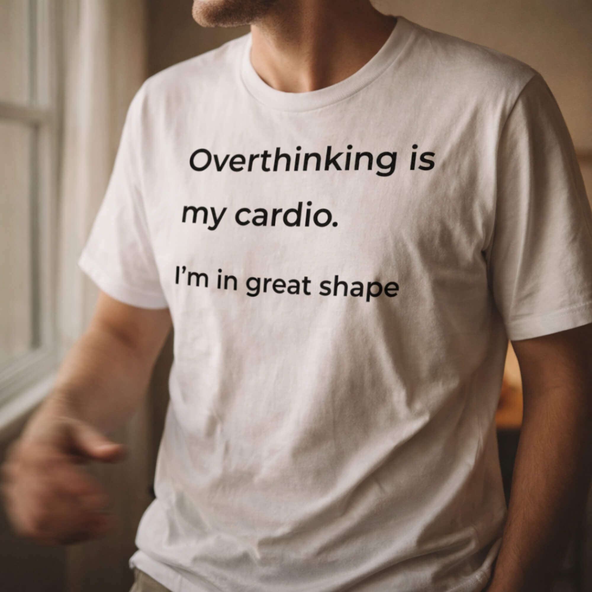 Overthinking Is My Cardio Shirt – Minimalist Anxiety Quote Tee