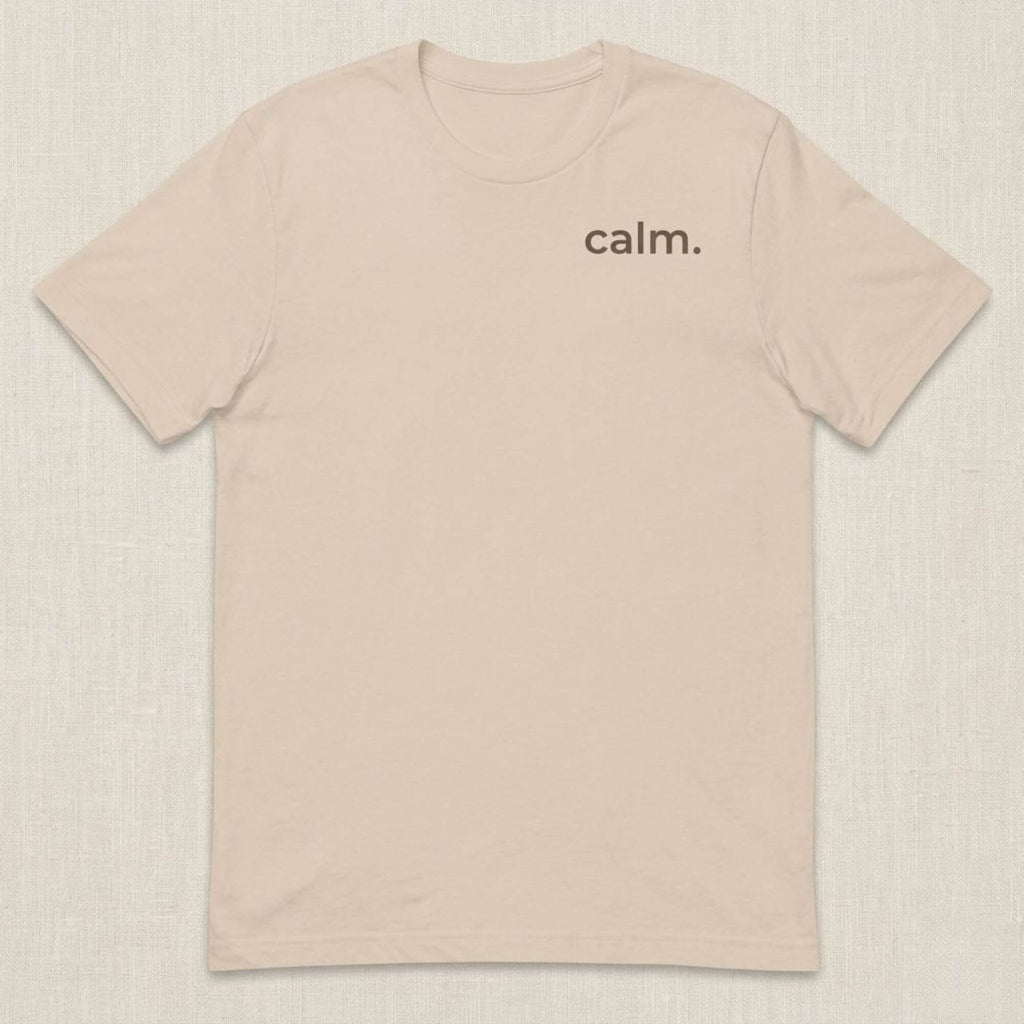 beige calm t-shirt flat lay minimalist design warm neutral aesthetic clothing
