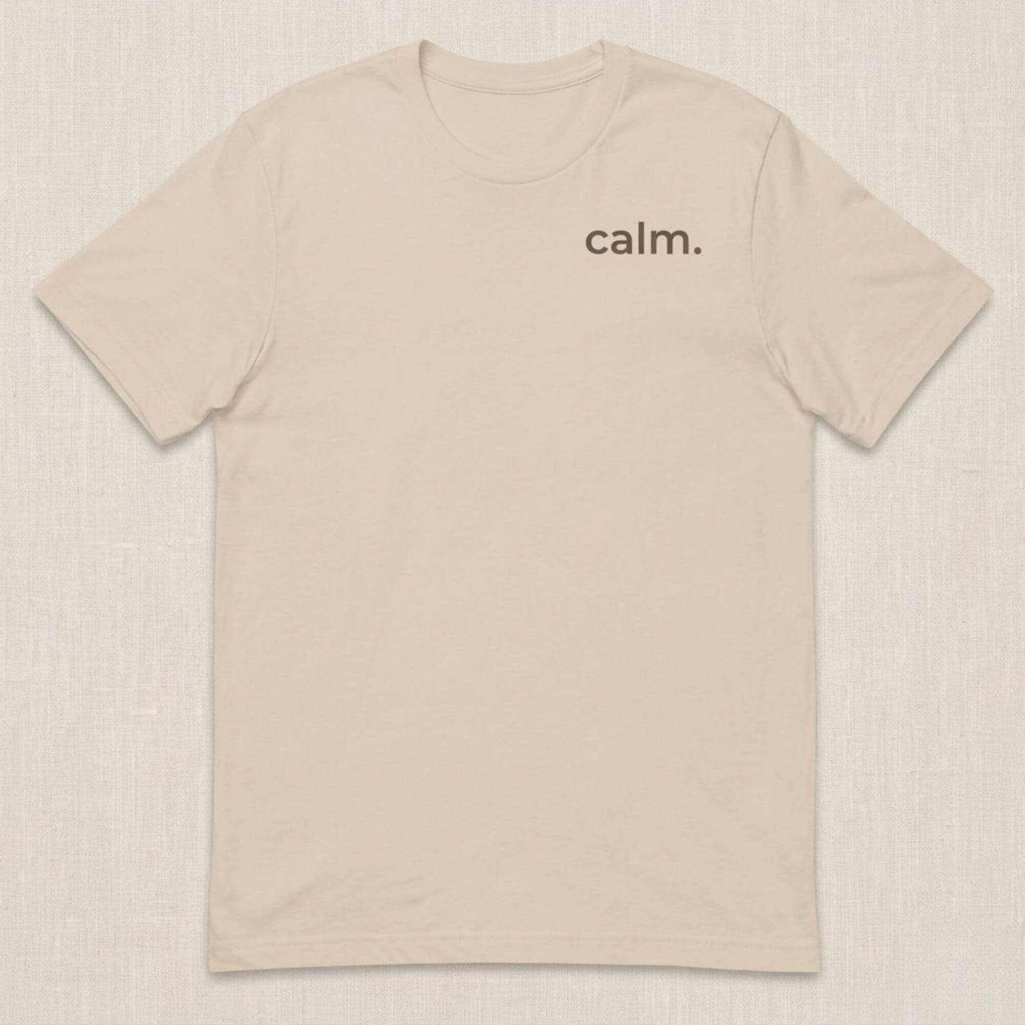 beige calm t-shirt flat lay minimalist design warm neutral aesthetic clothing