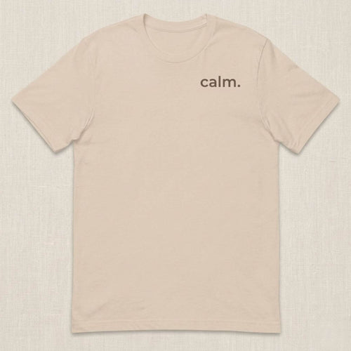 beige calm t-shirt flat lay minimalist design warm neutral aesthetic clothing