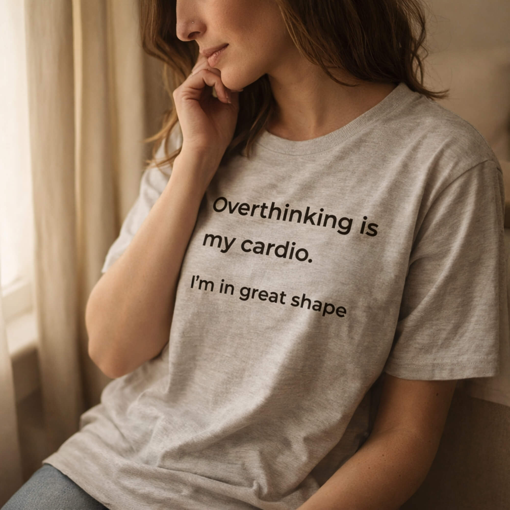 Overthinking Is My Cardio Shirt – Minimalist Anxiety Quote Tee