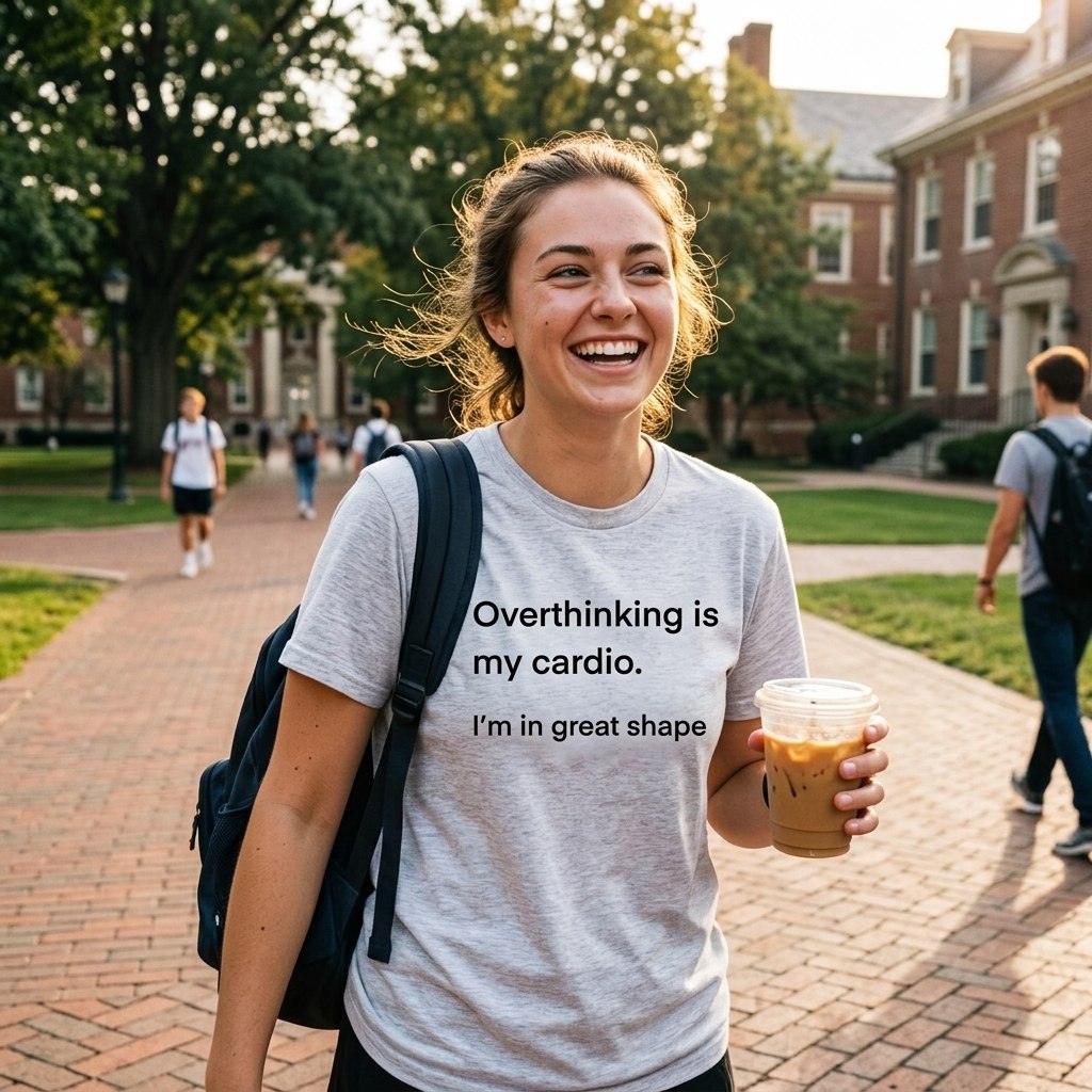 Overthinking Is My Cardio T-Shirt – Funny Mental Health Tee for Women