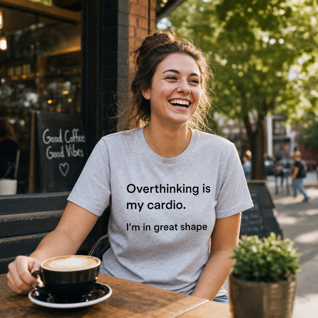 Overthinking Is My Cardio T-Shirt – Funny Mental Health Tee for Women